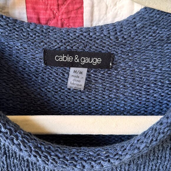Cable & Gauge Blue Crew Neck Sleeveless Sweater - Picture 4 of 8